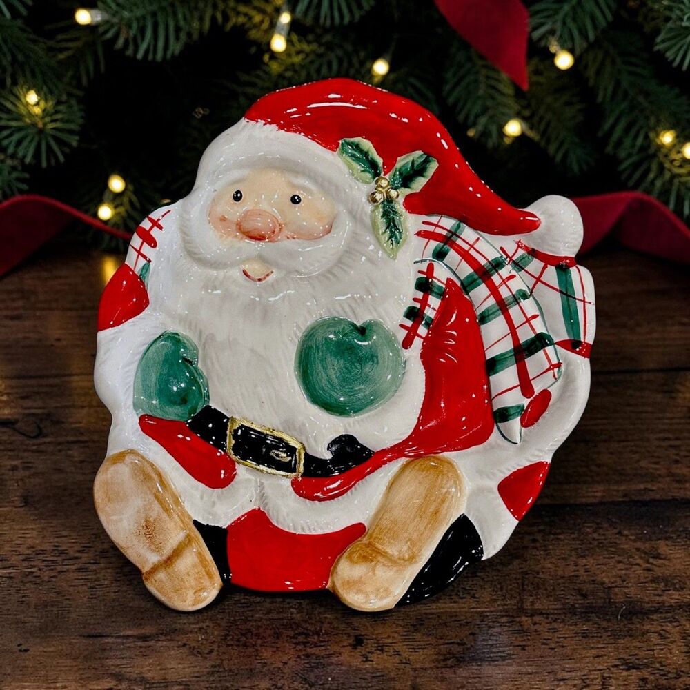 Vtg Fitz &Floyd Gift Gallery Santa Claus Xmas Cookie Canapé Plate/ Wall Decor